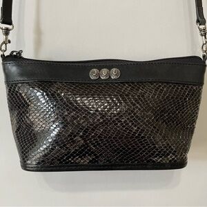 Vintage Brighton Python Snake Black Leather Small Crossbody Bag